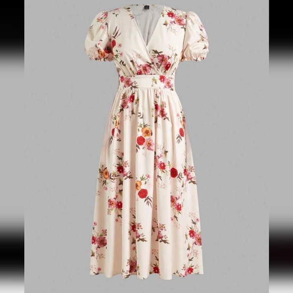 Dresses | Womens Vacation Style Puff Sleeve Dress With Flower Print ...